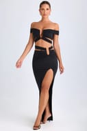 Urara Asymmetric Cut-out Maxi Skirt in Black