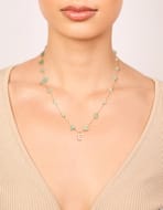 Gold Plated Green Letter E Necklace