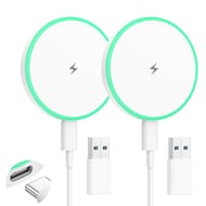 2 Pack Magnetic 15W Wireless Mag-Safe Charger with 4FT Detachable USB C Cable