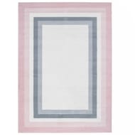 Blush Pink Grey Bordered Living Area Rug