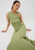 Olive Textured Jersey Co Ord Skirt