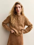 Cable Knit Cardigan - Camel Brown