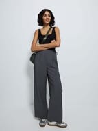 Tie Side Lightweight Wide Leg Trousers