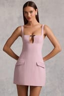 Zarina Cut-out Structured A-Line Mini Dress in Mauve