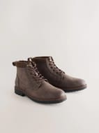 Brown Borg Lined Cord Trim Boots