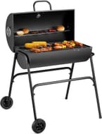 VonHaus Charcoal BBQ Portable Barrel Barbecue with Warming Rack