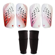 FIBOGOUP 2 Pairs Football Shin Guards, Kids, Breathable, Gradient Pink-Red