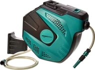 Amazon Basics Auto-Rewind Hose Reel, Wall-Mount, 25 M, Black/Green