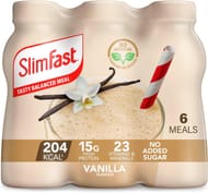 SlimFast Ready-to-Drink Shake, Vanilla, No Sugar, 6 X 325 Ml