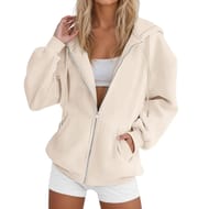 Women's Autumn Winter Oversized Zip-up Hoodie Longline Sweatshirt