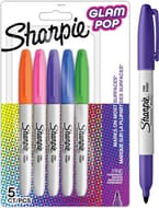 Sharpie Glam Pop Markers, Fine Point, Vibrant Colors, 5 Pens