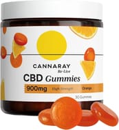 Cannaray CBD Gummies 900mg High Strength, Orange Flavor (30)