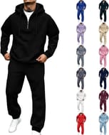 Men's Tracksuits Set Half Zip Hoodies & Cargo Sweatpants