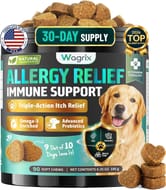Dog Allergy Relief Chews Probiotics, Fish Oil, Omega-3, 90ct
