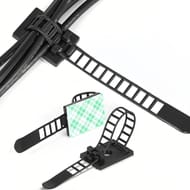 Self-Adhesive Nylon Cable Ties, Adjustable, Reusable, 50-Pack