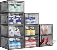TidyTrove 9-Piece Clear Stackable Shoe Boxes