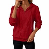 Women's UK Cable Jacquard Hoodie with Lapel Half Zip