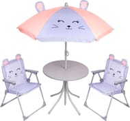 Relsy Mouse Patio Set, 4-Piece Parasol, Table and Chairs