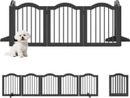 PawHut Freestanding Pet Gate with Support Feet for Doorway Black
