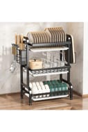 3-Tier Dish Drainer Draining Rack with Drying Trays