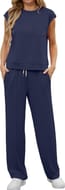 GRECERELLE Two-Piece Tracksuit Set for Women with Pockets, Navy, M