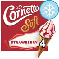 Cornetto Soft Strawberry & Vanilla Ice Cream Cones 4 X 140ml