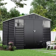 Breeins 8x8Fts Charcoal Steel Tool Shed, Charcoal Black