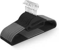 KEPLIN 20-Pack Non-Slip Hangers, Space-Saving, 360 Swivel, Tie Organizer, Black