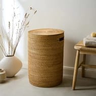 Rattan Laundry Basket with Lid - Large