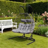 Linea Metal Frame Woven Rattan Hanging Egg Chair