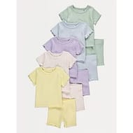 Pastel Ribbed T-Shirt and Cycling Shorts Outfit 5 Pack