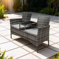 Rattan Double Seat Weather Resistant Garden Bench