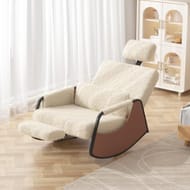 YODOLLA Nursery Rocking Armchair with Footrest, Cream Teddy Fleece