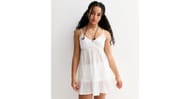 Girls White Jacquard Mini Dress