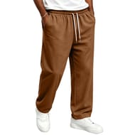 TOFOTL Track Pants Mens Brown L Straight Leg Winter Pockets