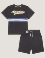 Stripe Jersey T-Shirt & Shorts Set Blue