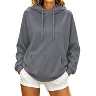 Womens Oversized Hoodie, Drawstring Hooded, Solid Color, Pockets, plus Size