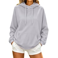 Women's Hoodies UK Plus-Size, Hooded, Drawstring, Long Sleeve, Pockets