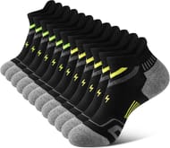Men's Ankle Running Socks, Anti-Blister, Moisture-Wicking, 6 Pairs, Size 9-12