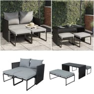 Inca Grey Metal 4 Seater Modular Garden Outdoor Dining Set