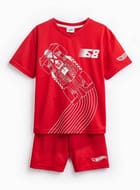 Red Hot Wheels Print T-Shirt & Shorts Set