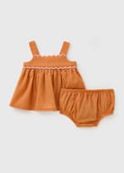 Baby Orange Scallop Edge Top & Knicker Set (0-23mths)