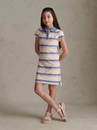 Girls Tri Colour Stripe Polo Dress