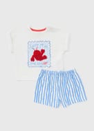 Baby Blue Lobster Stripe Top & Short Set (0-3mths)