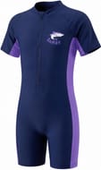 JiAmy Boys One-Piece Swimsuit Short Sleeve Zip 3-4 Years Purple