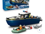 LEGO City 60456 Police Boat Chase Toy with a Floatable Speedboat and Dinghy