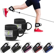 Cable Machine Ankle Straps (Pair) Adjustable Padded Leg Straps (Black)