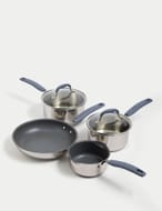 M&S 4 Piece Stainless Steel Pan Set