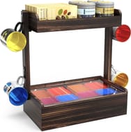 2-Tier Wooden Tea Organizer Wall-Mount with Lid
