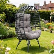 Linea Egg-Shaped Rattan Tufted Lounge Chair